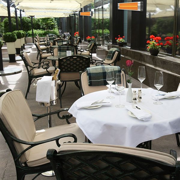 Outdoor terrace dining heaters